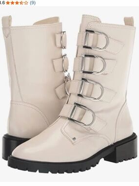 Vince Camuto Coconut Cream Leather Women's Frishea Buckle Boot, 10 NWOT